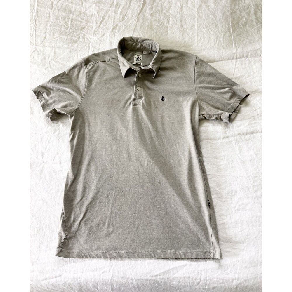 Volcom True To This Polo Shirt Men's Large Gray Cotton Blend Casual Skate Golf